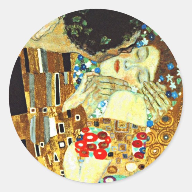 Adesivo Redondo Klimt - O Beijo (Frente)