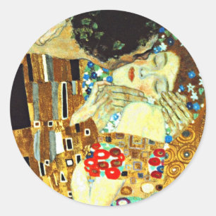Adesivo Redondo Klimt - O Beijo