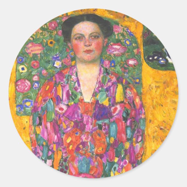 Adesivo Redondo Klimt Retrato de Eugenia Primavesi (Frente)
