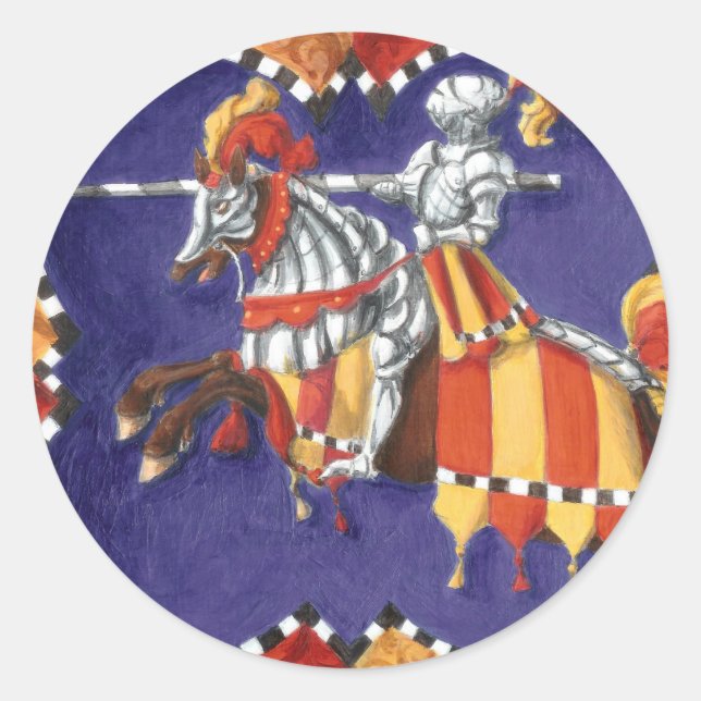 Adesivo Redondo Knight Medieval Jousting Stickers (Frente)
