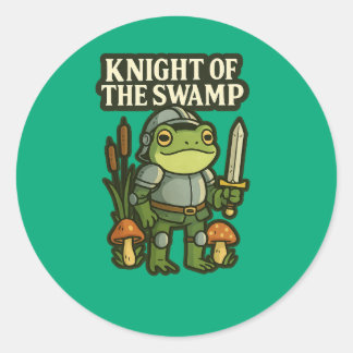 Adesivo Redondo Knight of the Swamp – Cute Frog Knight Sticker