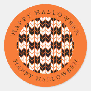 Adesivo Redondo KNIT DE VERIFICAÇÃO DA LARANJA PRETA Vinhetas redo