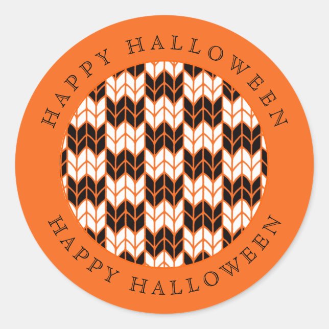 Adesivo Redondo KNIT DE VERIFICAÇÃO DA LARANJA PRETA Vinhetas redo (Frente)