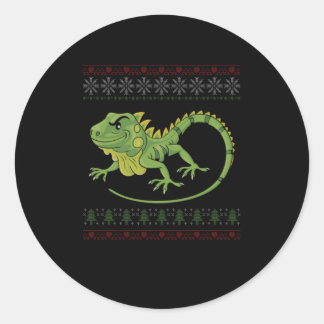 Adesivo Redondo Knit Iguana Reptile Reptilian Animal Gift