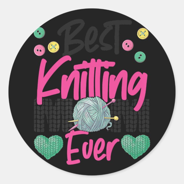 Adesivo Redondo Knitting Crocheting Knit Happens Knitter  (Frente)