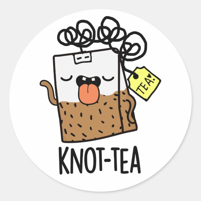 Adesivo Redondo Knot tea Funny Tea Pun (Frente)