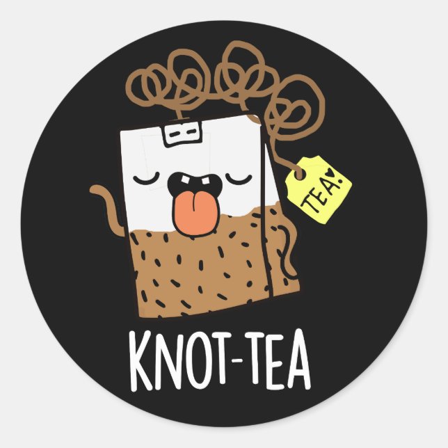 Adesivo Redondo Knot tea Funny Tea Pun Dark BG (Frente)