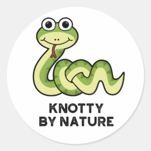 Adesivo Redondo Knotty Por Nature Engraçado Cobra Pun