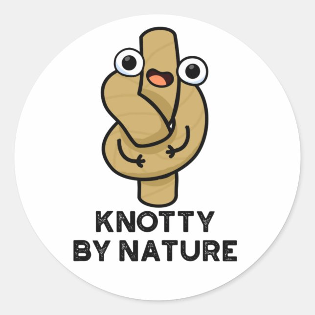 Adesivo Redondo Knotty Por Nature Engraçado Knot Pun (Frente)