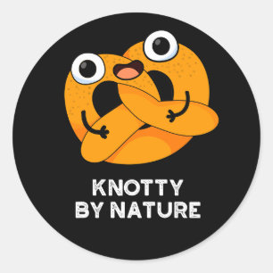 Adesivo Redondo Knotty Por Natureza Engraçado Pretzel Pun Dark BG