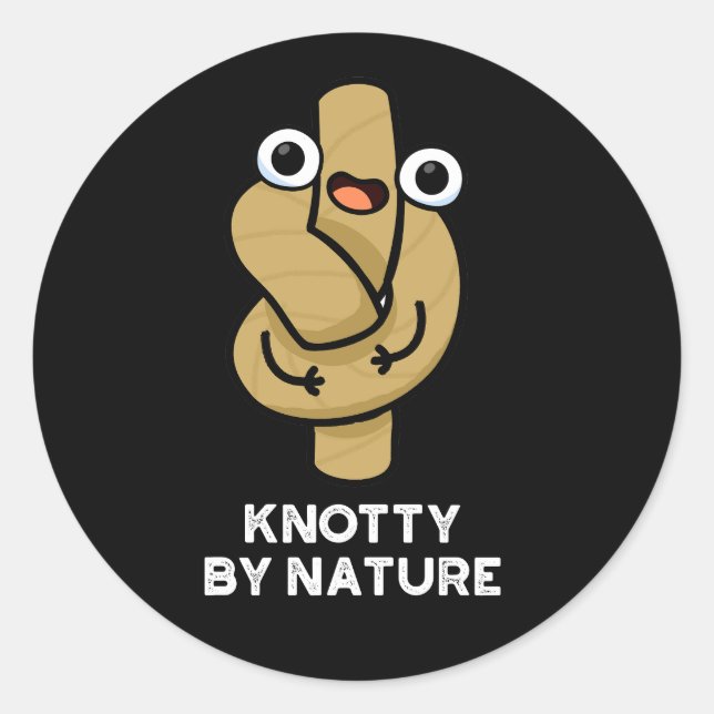 Adesivo Redondo Knotty Por Natureza Funny Knot Pun Dark BG (Frente)
