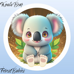 Adesivo Redondo Koala Bear 🐨 australiana Woodland Nature Animal