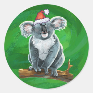 Adesivo Redondo Koala Bear Christmas