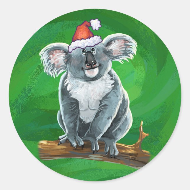 Adesivo Redondo Koala Bear Christmas (Frente)