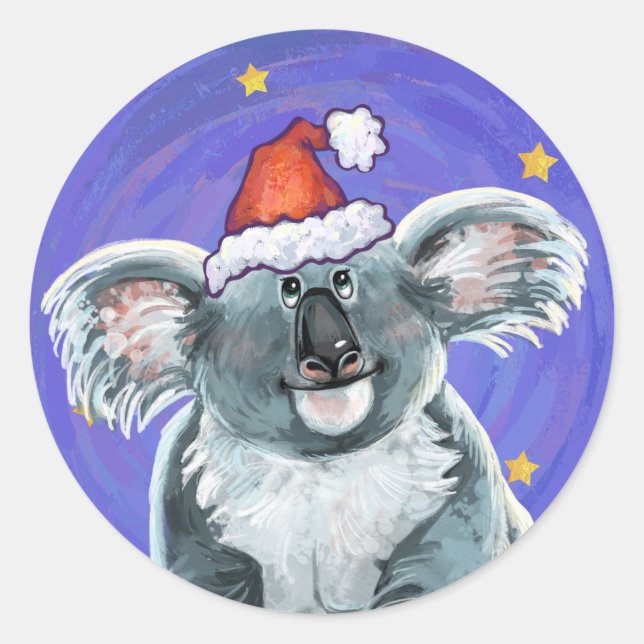 Adesivo Redondo Koala Bear Christmas (Frente)