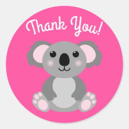 Adesivo Redondo Koala Bear Cute Kid Festa de aniversário Obrigado