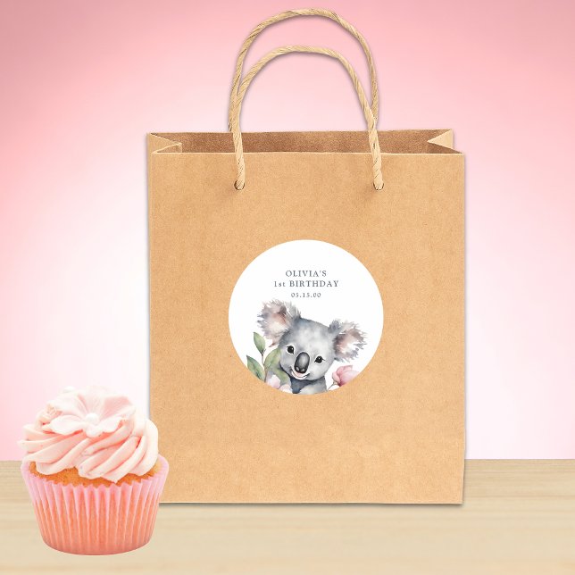 Adesivo Redondo Koala Bear FIrst Birthday (Criador carregado)