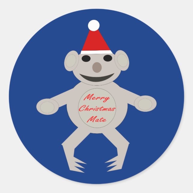 Adesivo Redondo Koala Bear Stickers no Natal australiano (Frente)