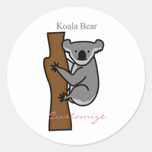 Adesivo Redondo Koala Bear Subindo Árvore Troço_Cove