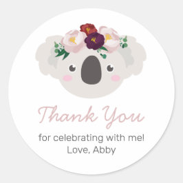 Adesivo Redondo Koala Boho Floral Round Sticker