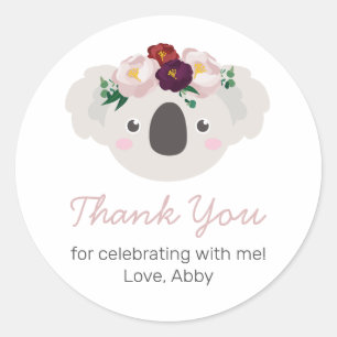 Adesivo Redondo Koala Boho Floral Round Sticker
