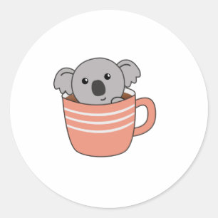 Adesivo Redondo Koala Café Café Xícara Cuecas Koalas