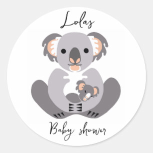 Adesivo Redondo KOALA - Chá de fraldas - Animal personalizado