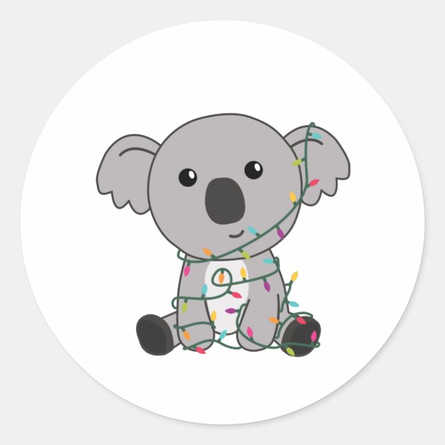 Adesivo Redondo Koala Christmas Snow Winter Animais Koalas (Frente)
