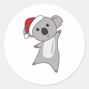 Adesivo Redondo Koala Christmas Snow Winter Animais Koalas