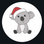 Adesivo Redondo Koala Christmas Snow Winter Animais Koalas<br><div class="desc">O Koala para o Natal com luzes de fadas. Animais engraçados com presentes e neve até as férias. Também é engraçado para o Natal em julho. Os coalas são animais doces e perfeitos para o Natal.</div>