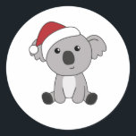 Adesivo Redondo Koala Christmas Snow Winter Animais Koalas<br><div class="desc">O Koala para o Natal com luzes de fadas. Animais engraçados com presentes e neve até as férias. Também é engraçado para o Natal em julho. Os coalas são animais doces e perfeitos para o Natal.</div>
