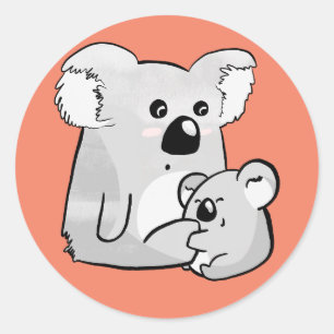 Adesivo Redondo Koala e Baby