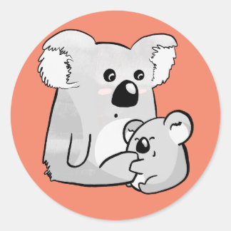 Adesivo Redondo Koala e Baby