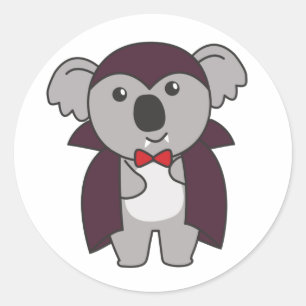 Adesivo Redondo Koala Halloween Curioso Devil Kids Vampire Costume