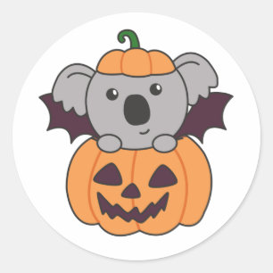 Adesivo Redondo Koala Halloween Pumpkin Bat Costume