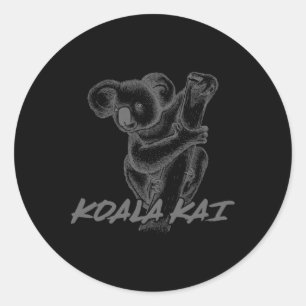 Adesivo Redondo Koala Kai Para Adolescentes Amantes de Karatê e An