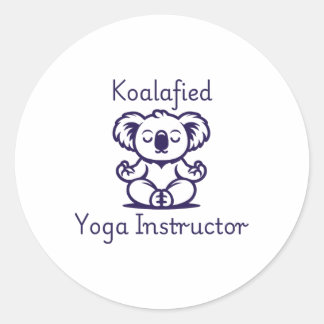 Adesivo Redondo Koalafied Yoga Teacher, Cute Meditating Koala Bear