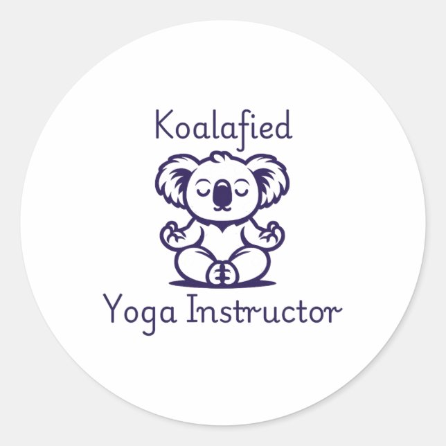 Adesivo Redondo Koalafied Yoga Teacher, Cute Meditating Koala Bear (Frente)