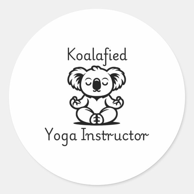 Adesivo Redondo Koalafied Yoga Teacher, Cute Meditating Koala Bear (Frente)