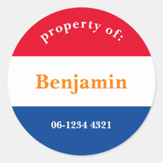 Adesivo Redondo koffer sticker rood wit blauw met naam