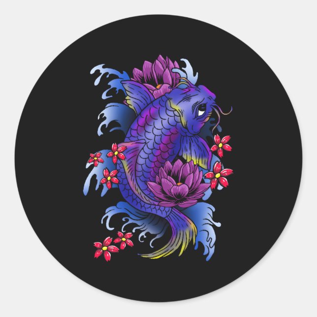 Adesivo Redondo Koi Fish Japonês Tattoo Jinli Japão Coi Carp (Frente)