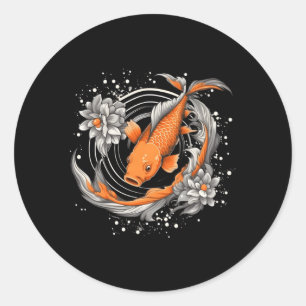 Adesivo Redondo Koi Fish Nishikigoi Fish Blackboard
