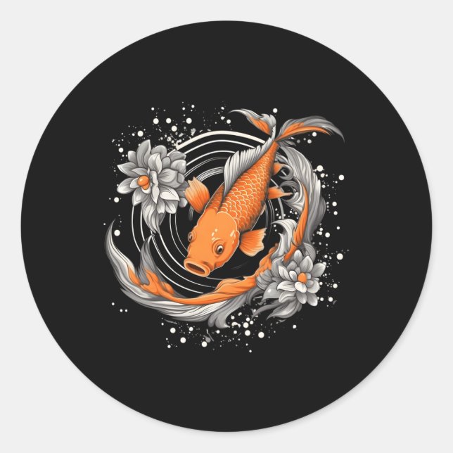 Adesivo Redondo Koi Fish Nishikigoi Fish Blackboard (Frente)