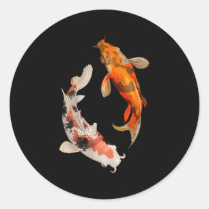 Adesivo Redondo Koi Fish Nishikigoi Yin Yang Carp