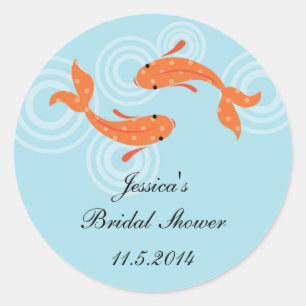 Adesivo Redondo Koi Fish Pond Favor Sticker