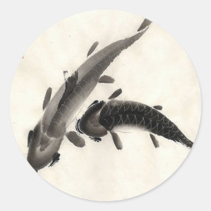 Adesivo Redondo Koi Fish Watercolor