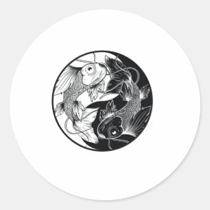 ADESIVO REDONDO KOI YIN YANG PRETO E BRANCO