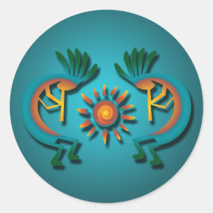 Adesivo Redondo Kokopelli com Sun Sticker