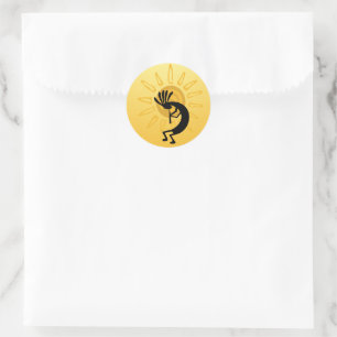 Adesivo Redondo Kokopelli Dourado Sun Sticker