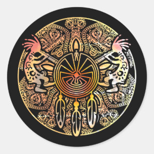 Adesivo Redondo Kokopelli Duo - Homem No Maze - Dreamcatcher 1
